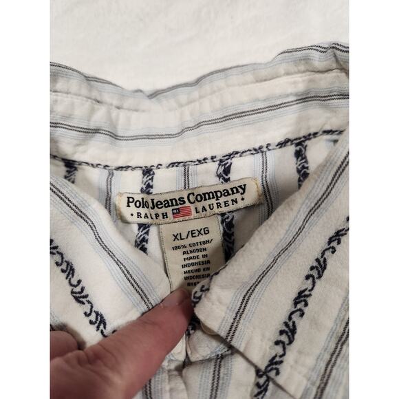 1990's Polo by Ralph Lauren western vibe - button up with pearl snaps size XL - Picture 5 of 8